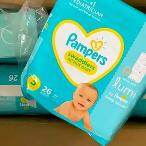 4 Packs Pampers Swaddlers Active Baby Sz 3 diapers w/activity sensor
